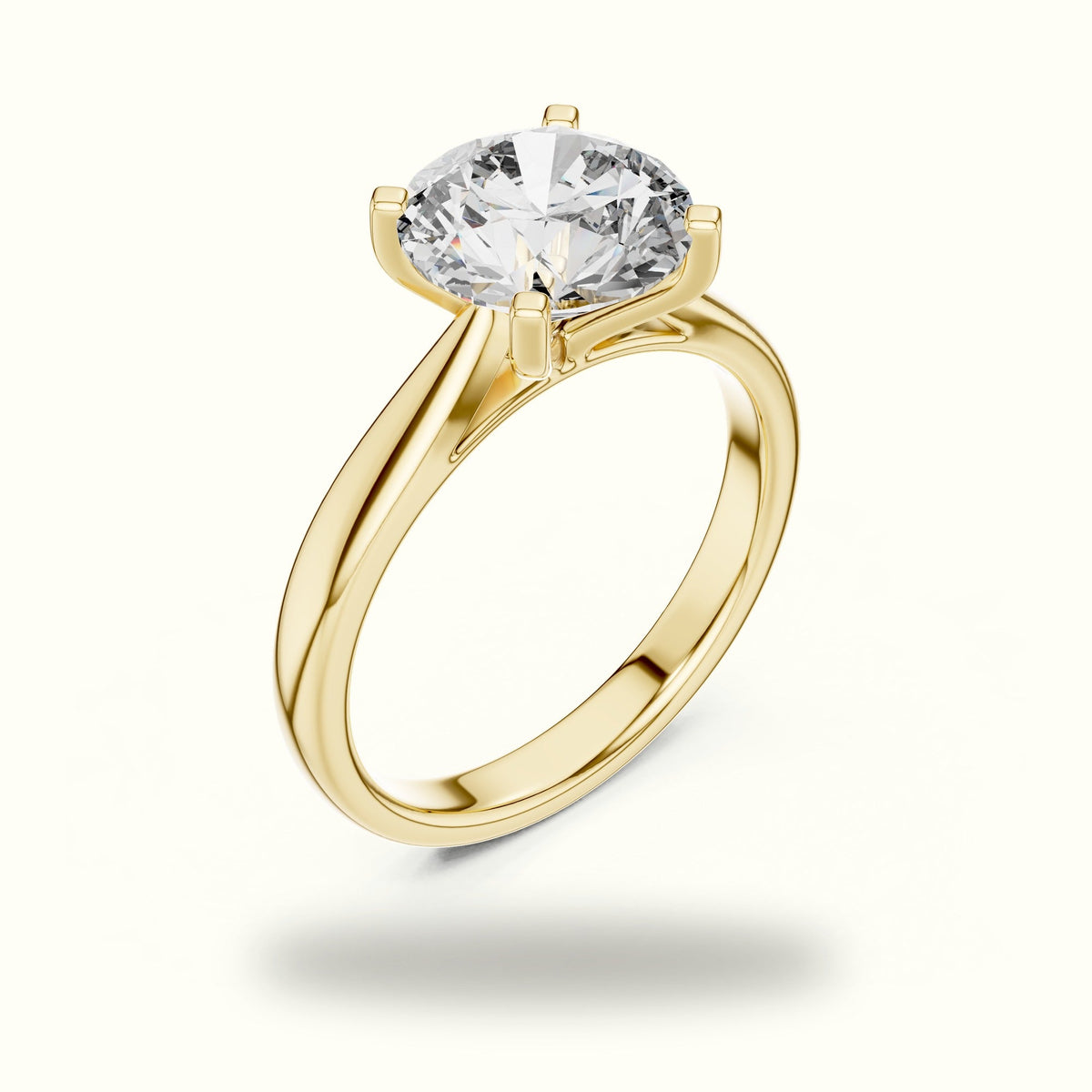 Round Cathedral Lab-Grown Diamond Solitaire Ring — Yellow gold, view 2 | Crystal N Cuts