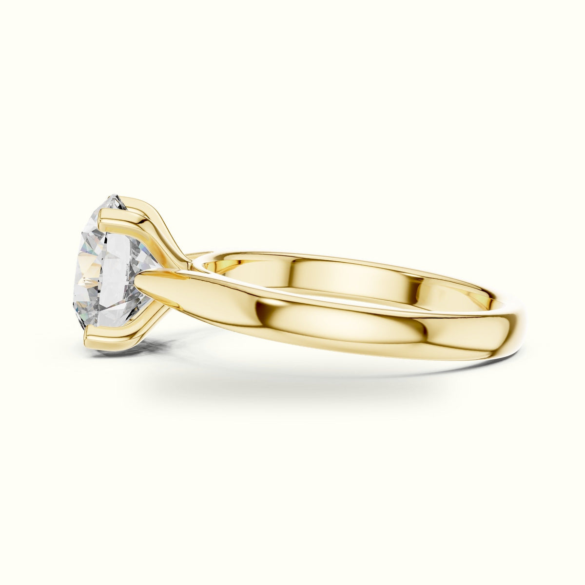 Round Cathedral Lab-Grown Diamond Solitaire Ring — Yellow gold, view 3 | Crystal N Cuts