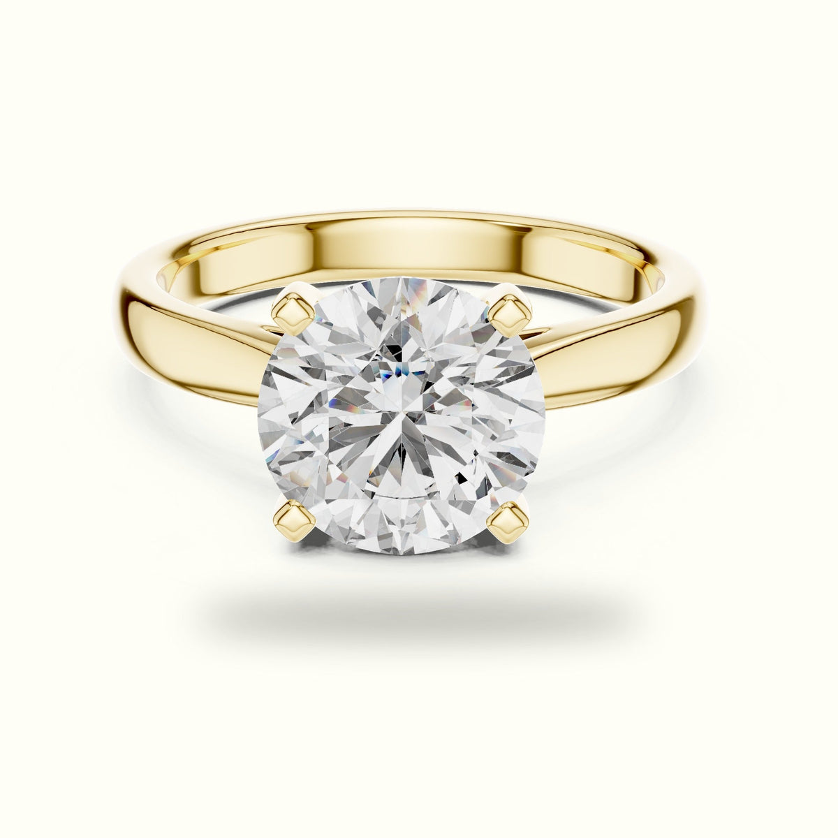 Round Cathedral Lab-Grown Diamond Solitaire Ring — Yellow gold, front view | Crystal N Cuts