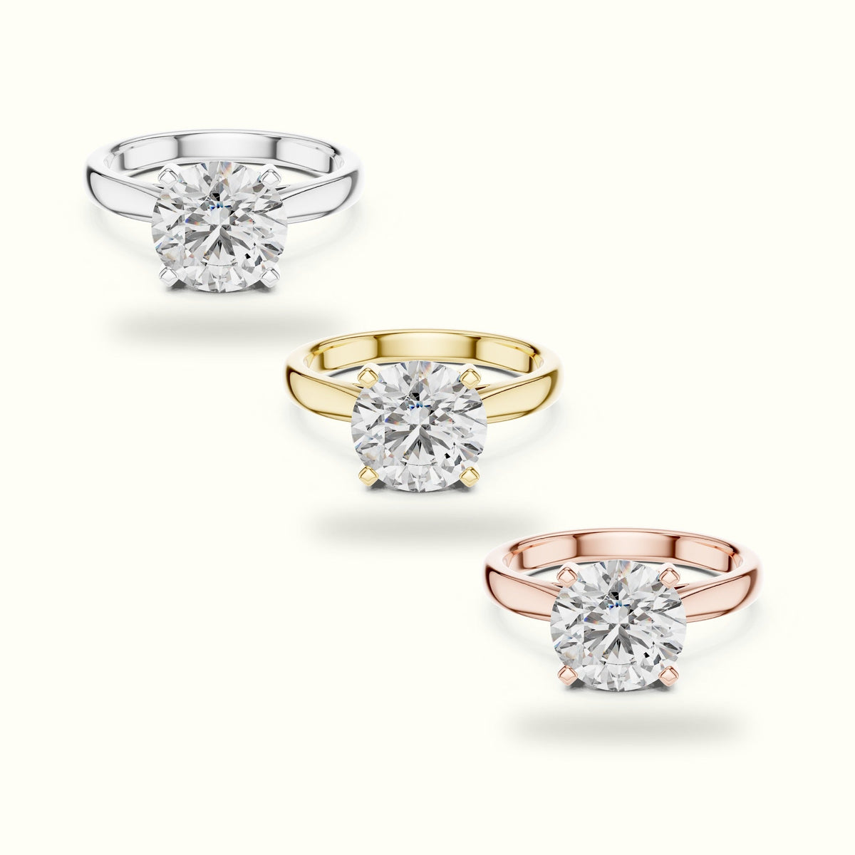 Round Cathedral Lab-Grown Diamond Solitaire Ring — Rose gold, front view | Crystal N Cuts