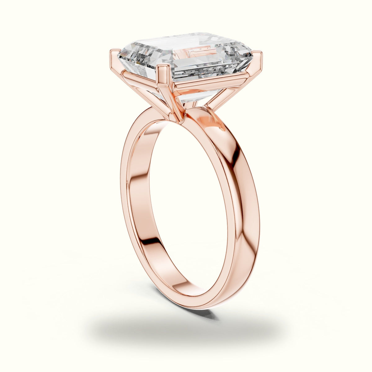 Four-Prong Emerald Peg Head Lab-Grown Diamond Solitaire Ring — Rose gold, view 1 | Crystal N Cuts