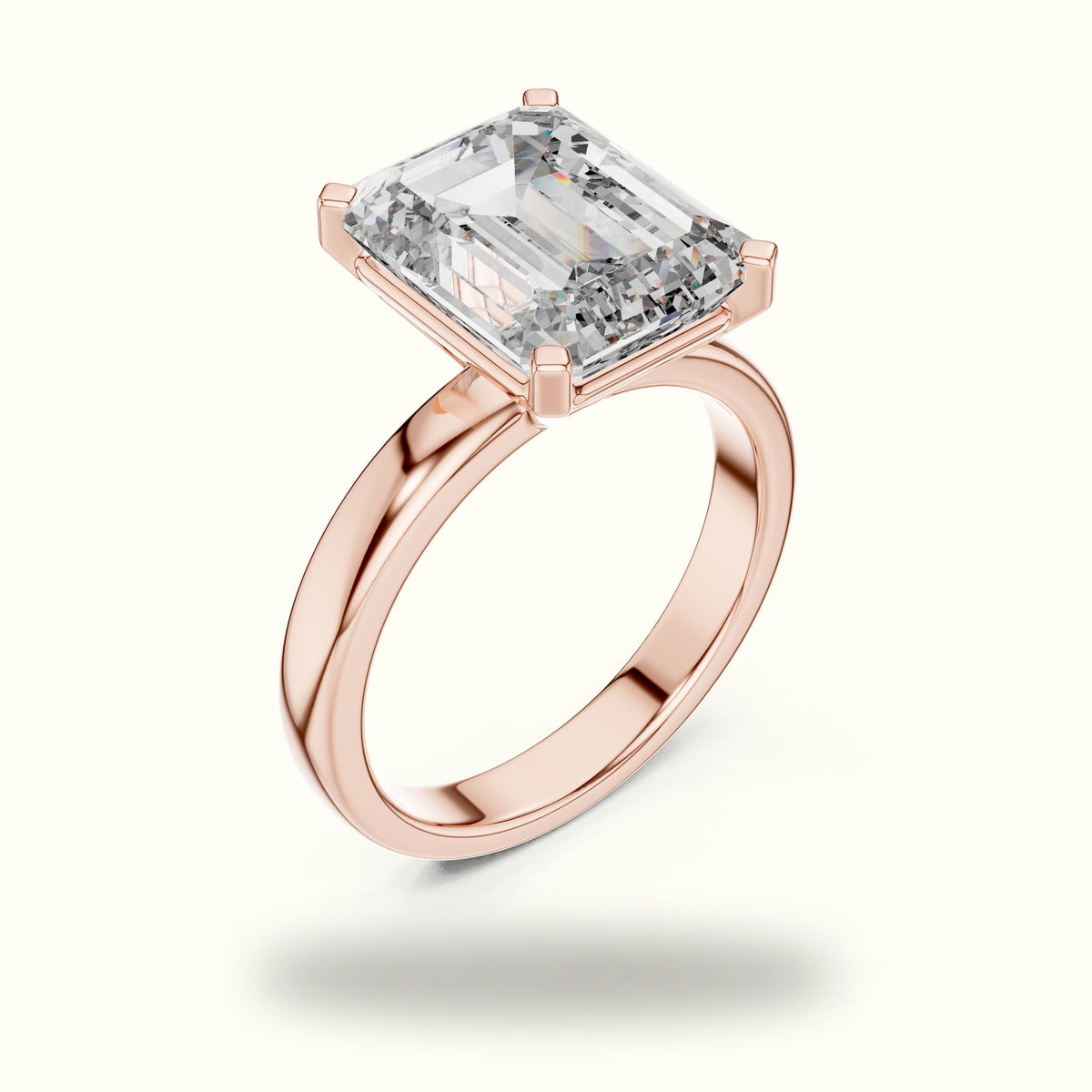 Four-Prong Emerald Peg Head Lab-Grown Diamond Solitaire Ring — Rose gold, view 2 | Crystal N Cuts