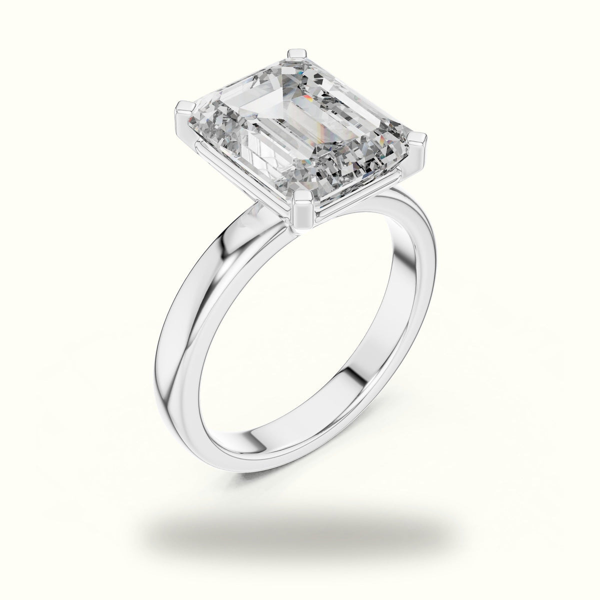 Four-Prong Emerald Peg Head Lab-Grown Diamond Solitaire Ring — White gold, view 2 | Crystal N Cuts