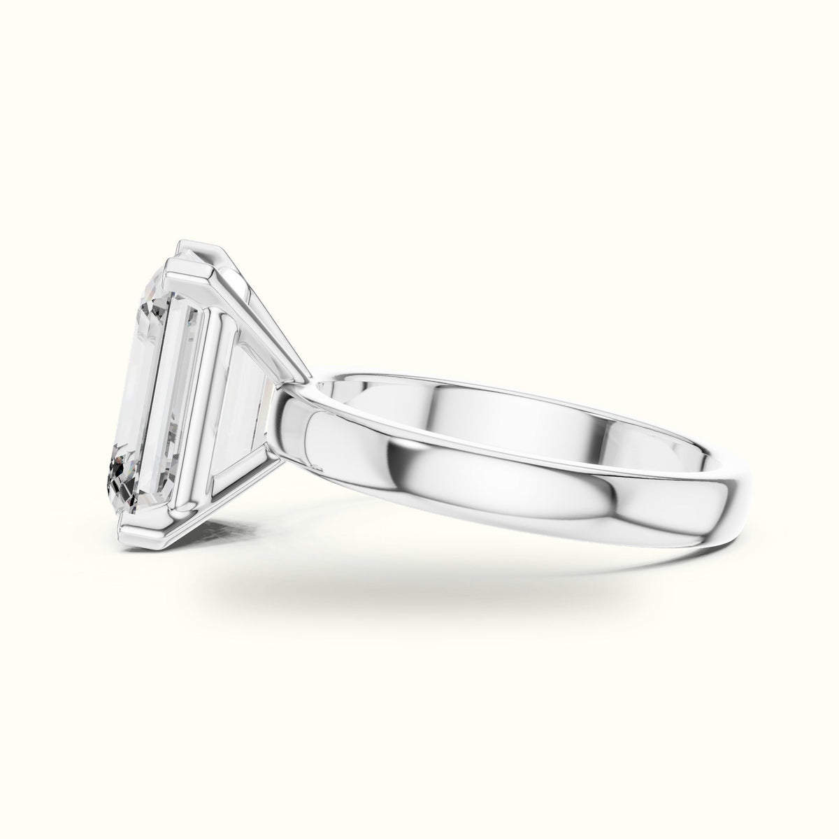 Four-Prong Emerald Peg Head Lab-Grown Diamond Solitaire Ring — White gold, view 3 | Crystal N Cuts