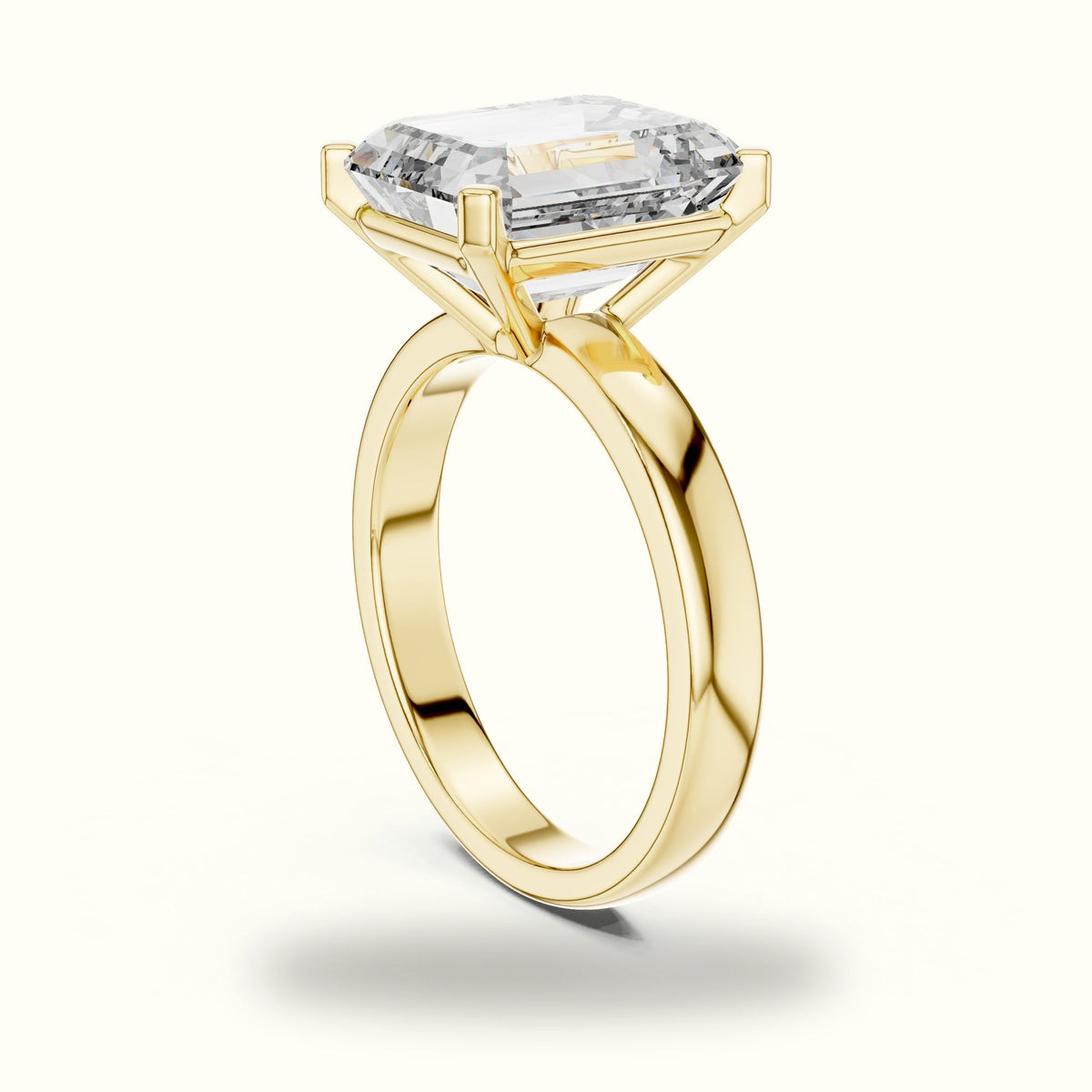 Four-Prong Emerald Peg Head Lab-Grown Diamond Solitaire Ring — Yellow gold, view 1 | Crystal N Cuts