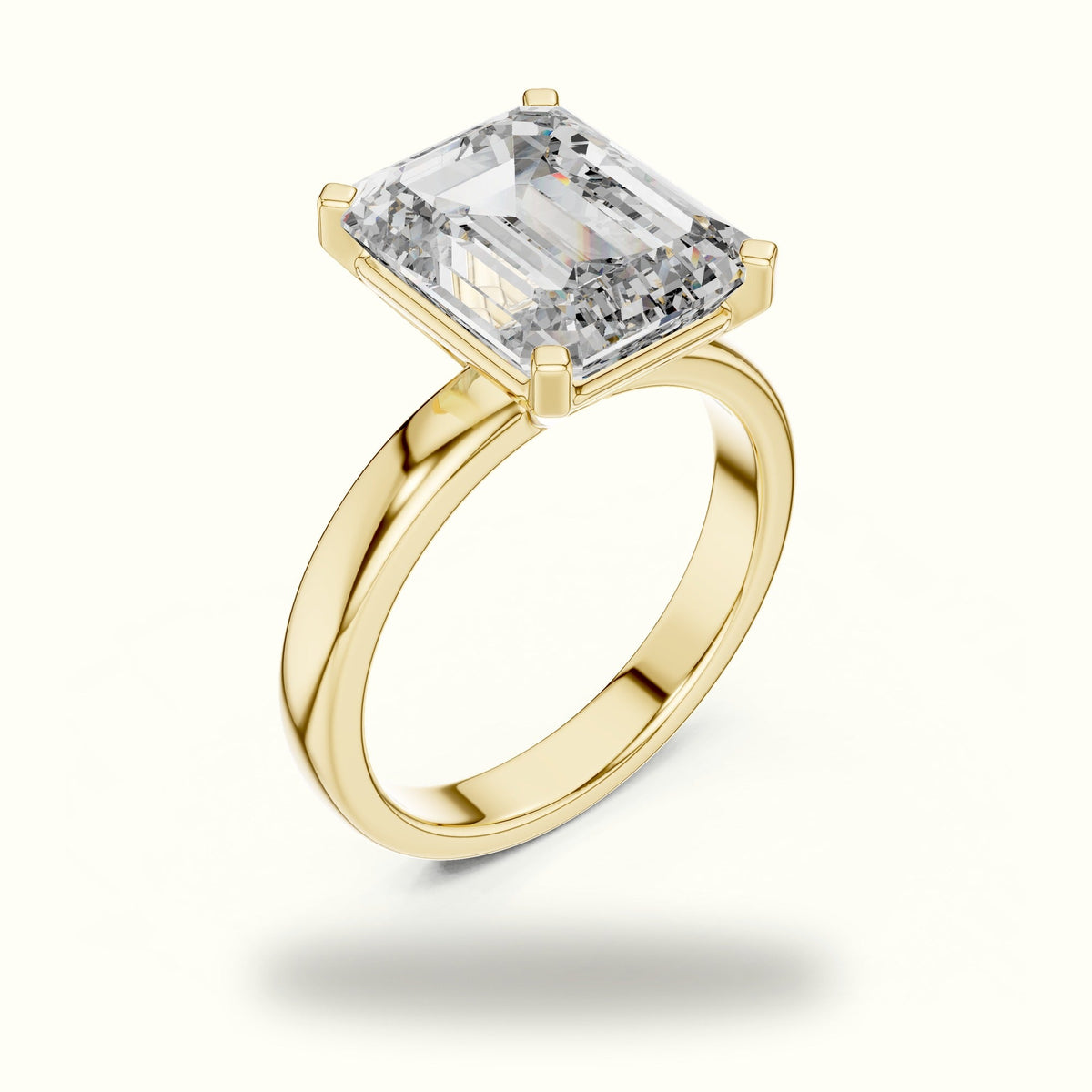 Four-Prong Emerald Peg Head Lab-Grown Diamond Solitaire Ring — Yellow gold, view 2 | Crystal N Cuts