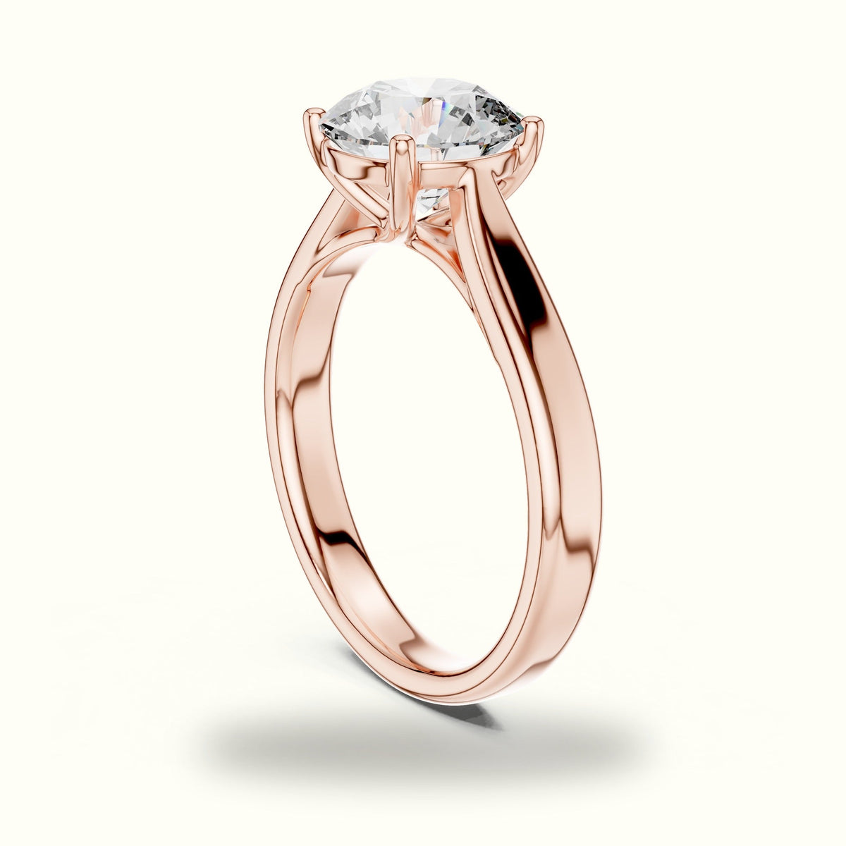 Round Cathedral Lab-Grown Diamond Solitaire Ring — Rose gold, view 1 | Crystal N Cuts
