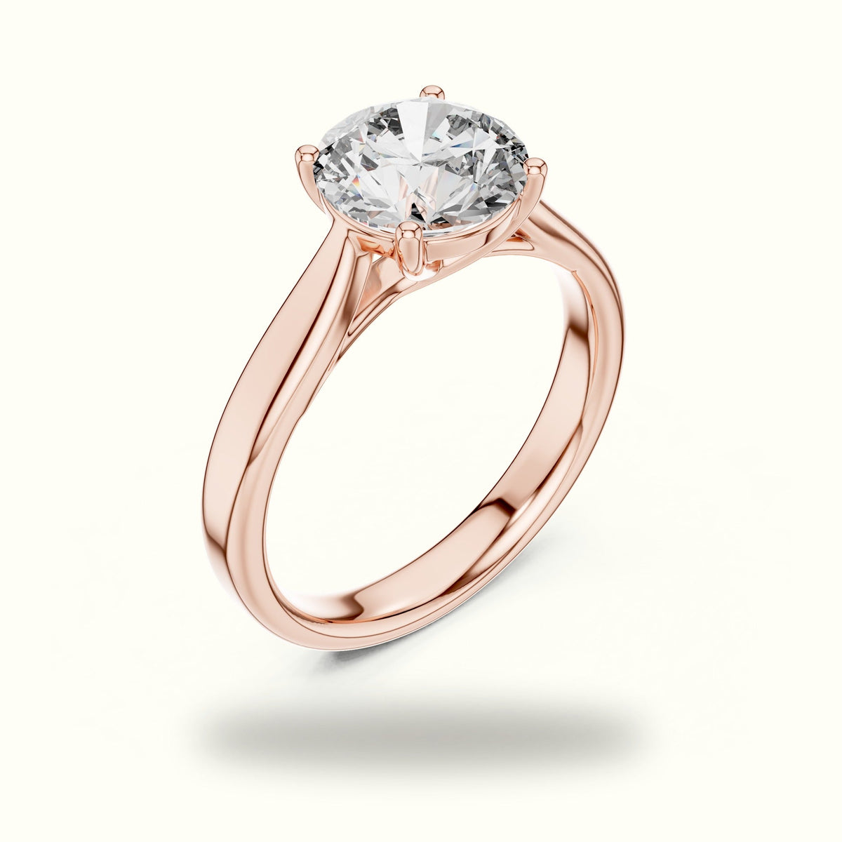 Round Cathedral Lab-Grown Diamond Solitaire Ring — Rose gold, view 2 | Crystal N Cuts
