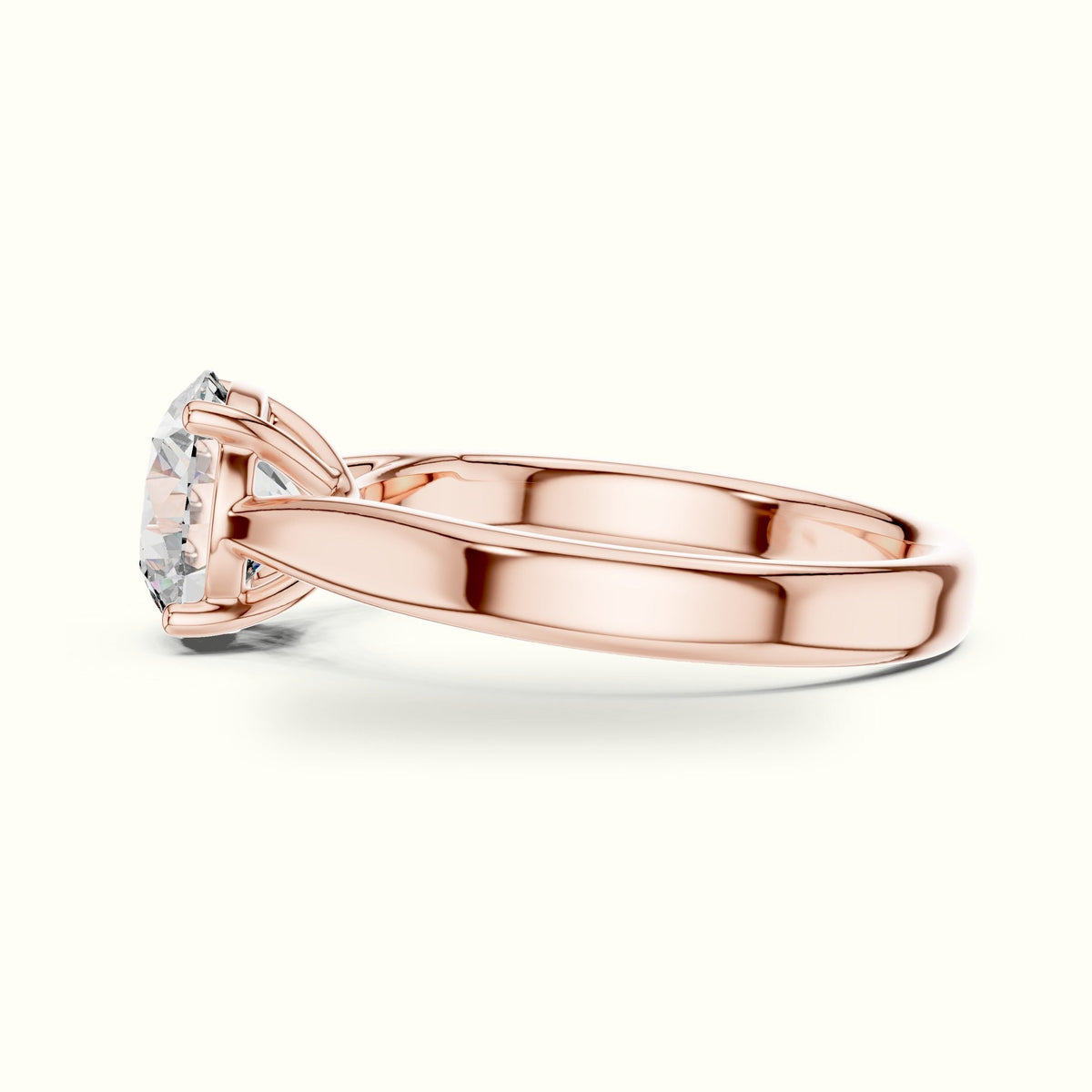 Round Cathedral Lab-Grown Diamond Solitaire Ring — Rose gold, view 3 | Crystal N Cuts