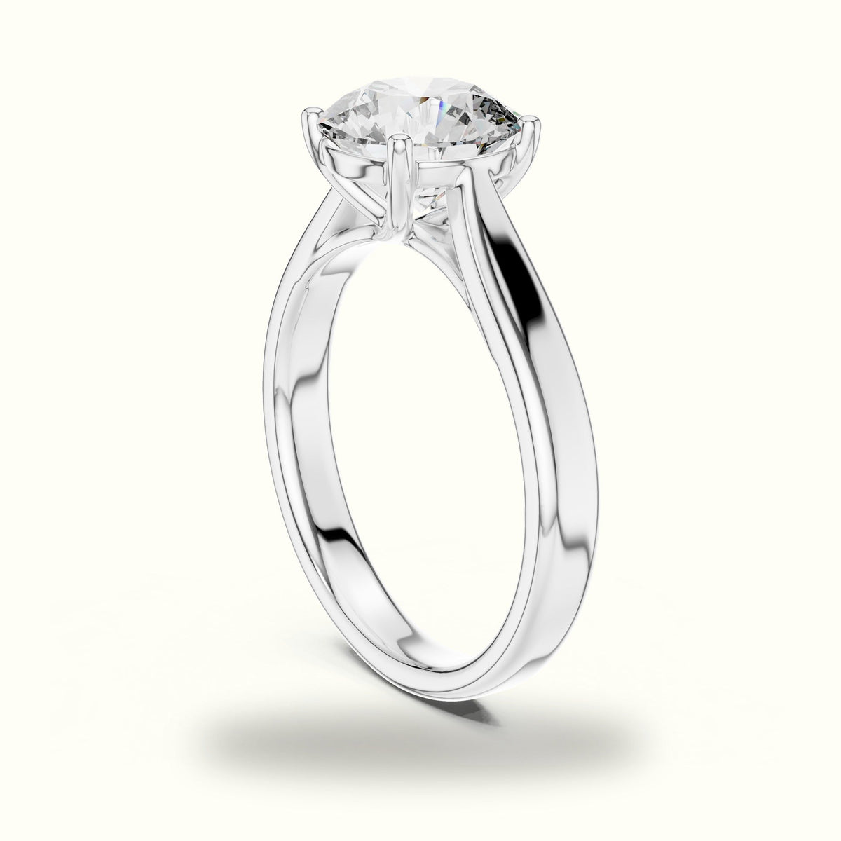 Round Cathedral Lab-Grown Diamond Solitaire Ring — White gold, view 1 | Crystal N Cuts