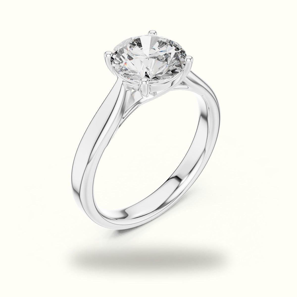Round Cathedral Lab-Grown Diamond Solitaire Ring — White gold, view 2 | Crystal N Cuts