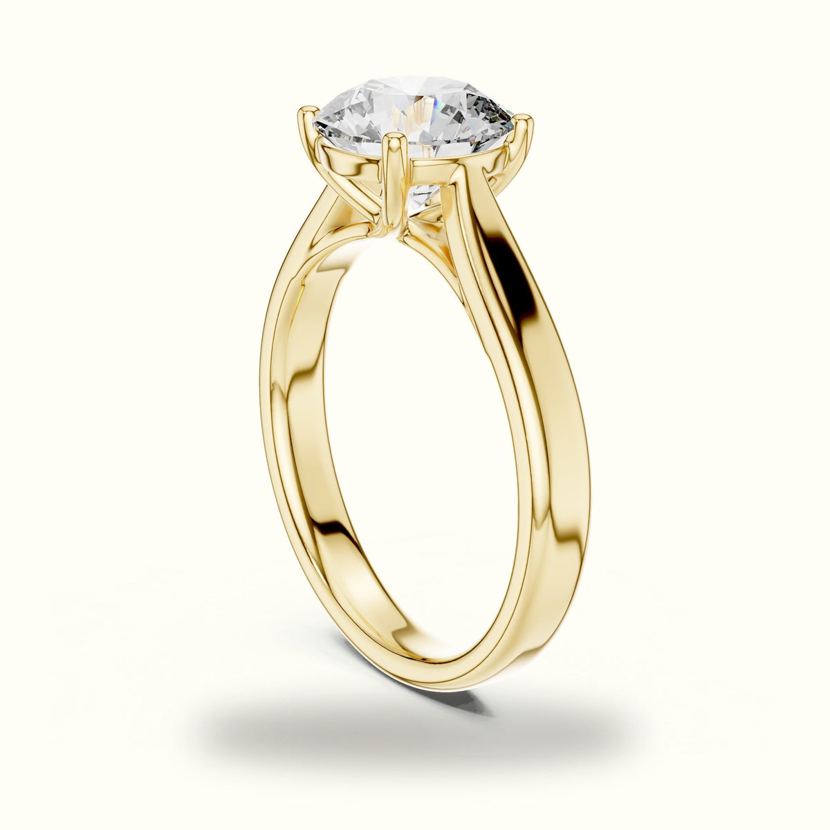 Round Cathedral Lab-Grown Diamond Solitaire Ring — Yellow gold, view 1 | Crystal N Cuts