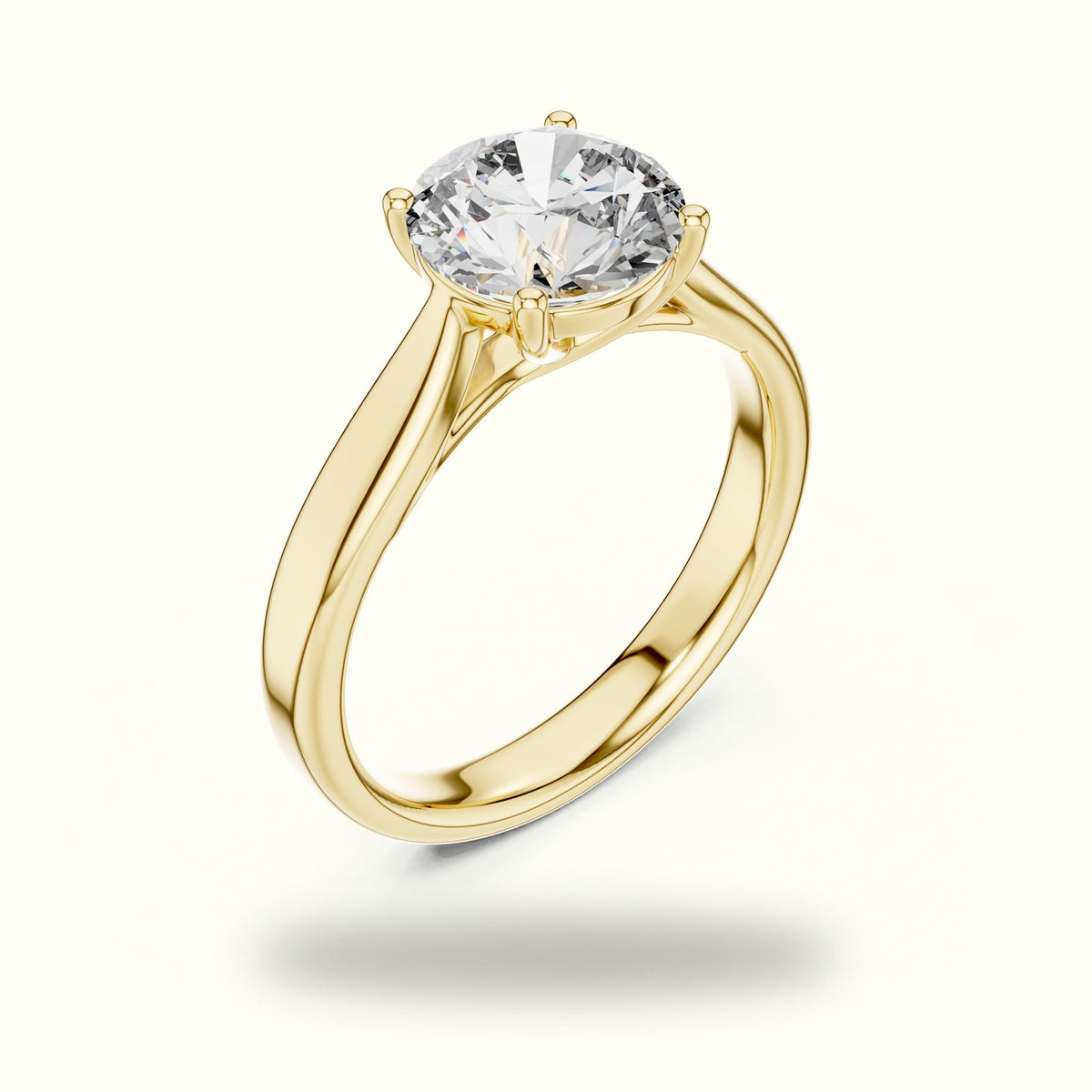Round Cathedral Lab-Grown Diamond Solitaire Ring — Yellow gold, view 2 | Crystal N Cuts