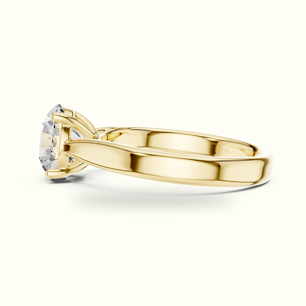 Round Cathedral Lab-Grown Diamond Solitaire Ring — Yellow gold, view 3 | Crystal N Cuts