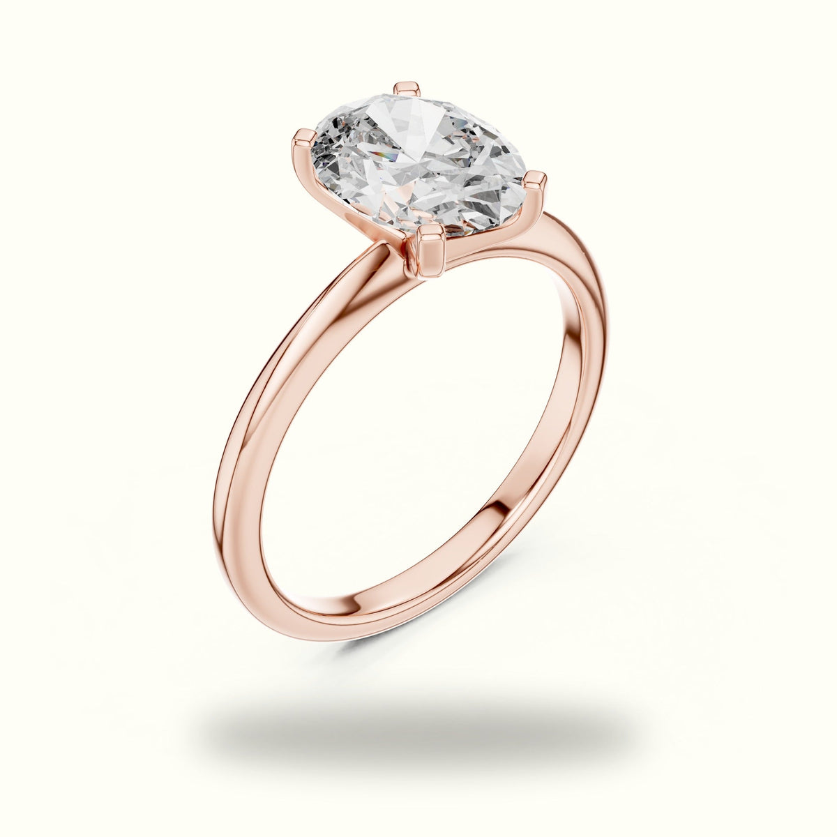 Oval Peg Head Lab-Grown Diamond Solitaire Ring — Rose gold, view 2 | Crystal N Cuts