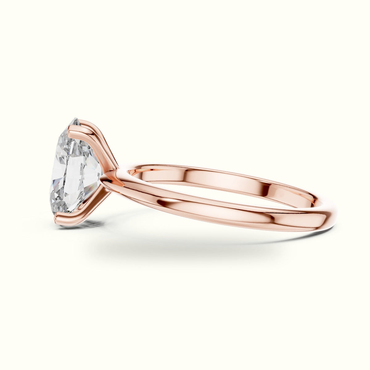 Oval Peg Head Lab-Grown Diamond Solitaire Ring — Rose gold, view 3 | Crystal N Cuts