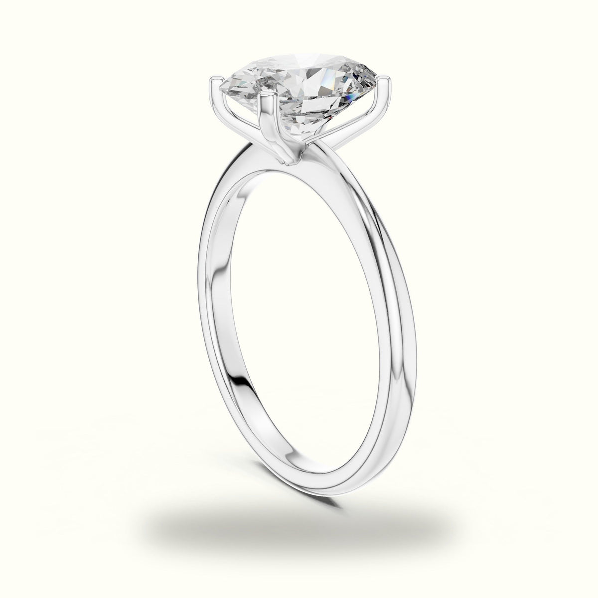 Oval Peg Head Lab-Grown Diamond Solitaire Ring — White gold, view 1 | Crystal N Cuts