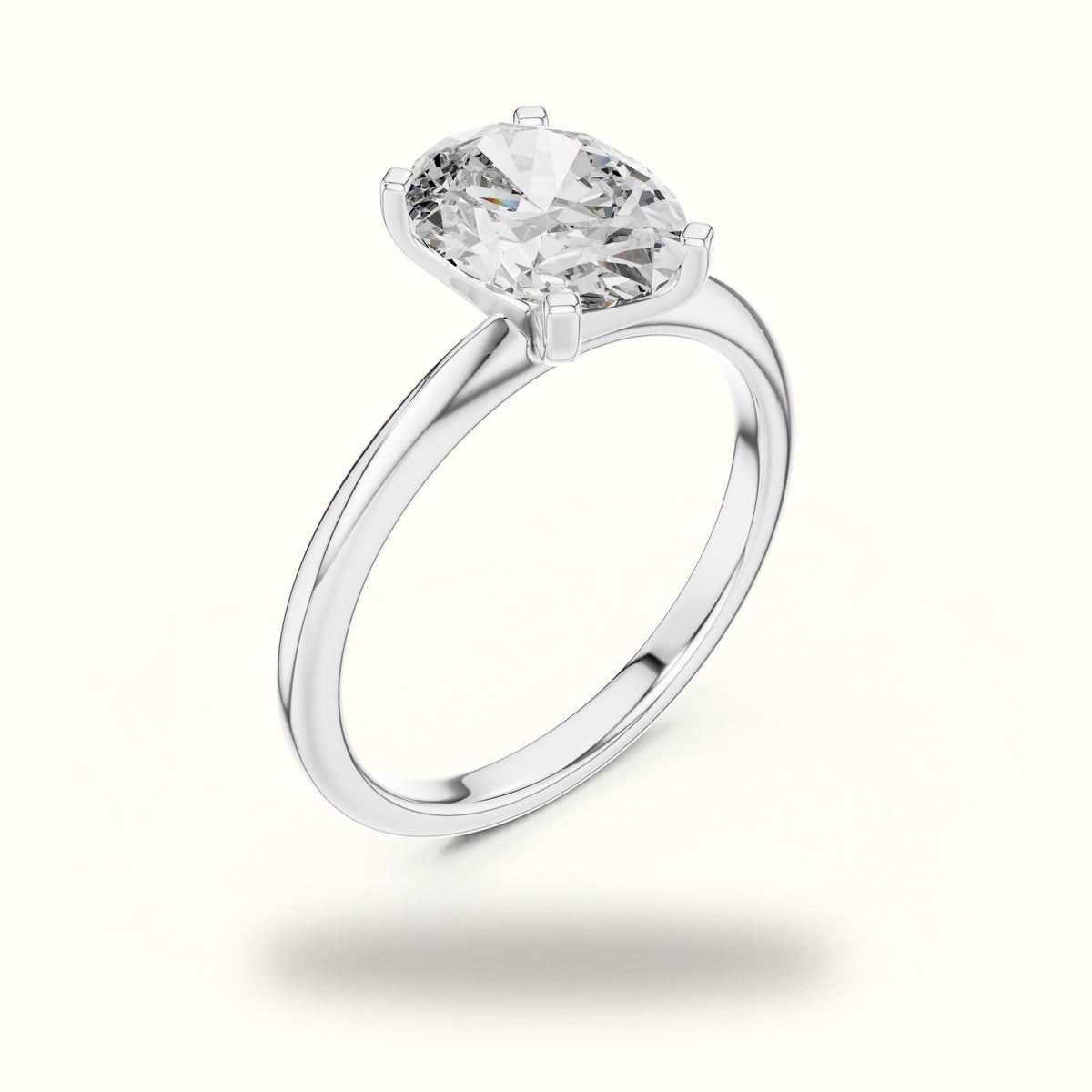 Oval Peg Head Lab-Grown Diamond Solitaire Ring — White gold, view 2 | Crystal N Cuts