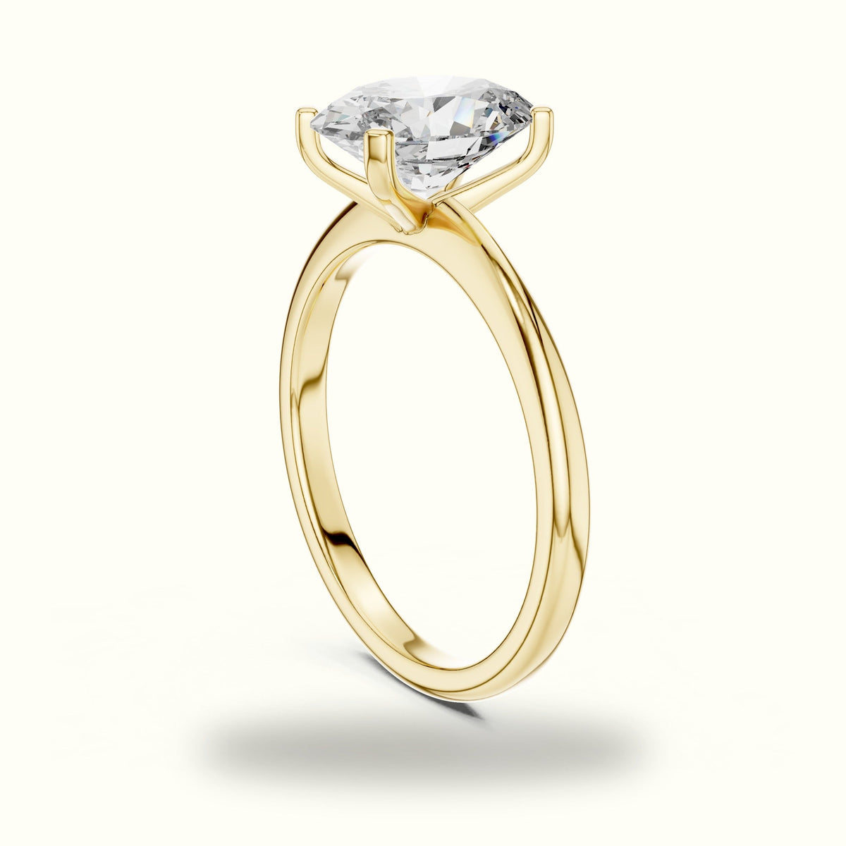 Oval Peg Head Lab-Grown Diamond Solitaire Ring — Yellow gold, view 1 | Crystal N Cuts