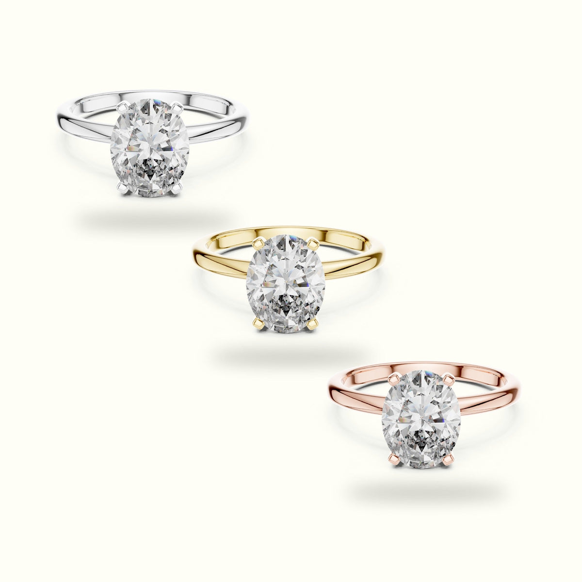 Oval Peg Head Lab-Grown Diamond Solitaire Ring — Rose gold, front view | Crystal N Cuts