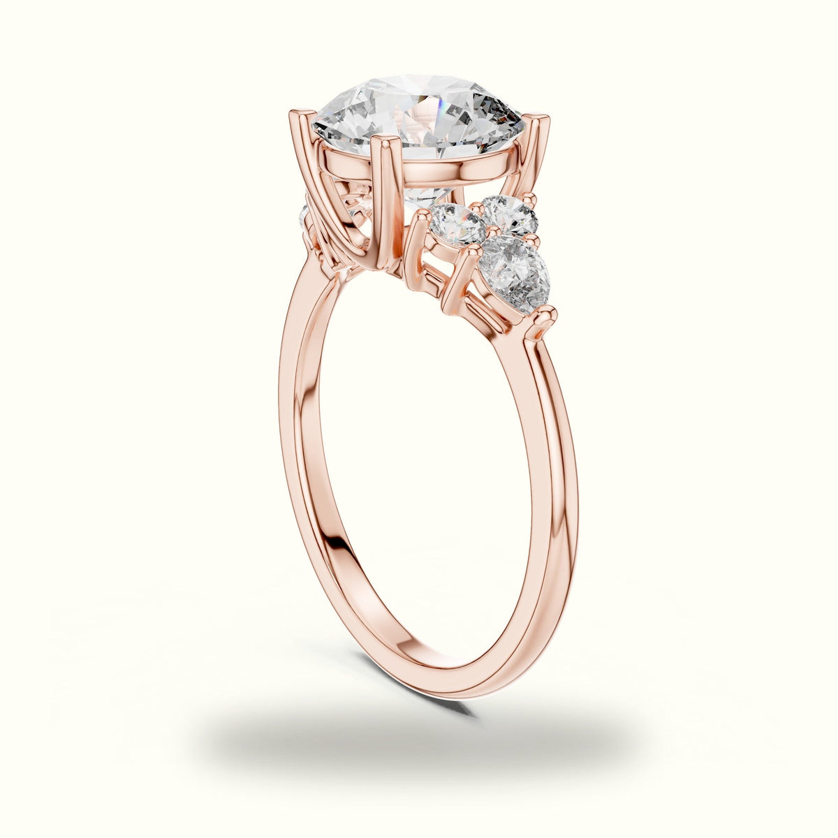 Round Basket Lab-Grown Diamond Solitaire Ring - DDLR-072 — Rose gold, view 1 | Crystal N Cuts