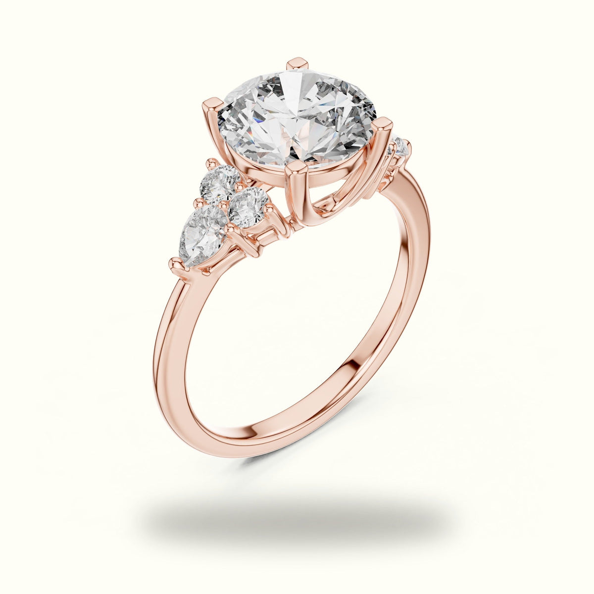 Round Basket Lab-Grown Diamond Solitaire Ring - DDLR-072 — Rose gold, view 2 | Crystal N Cuts