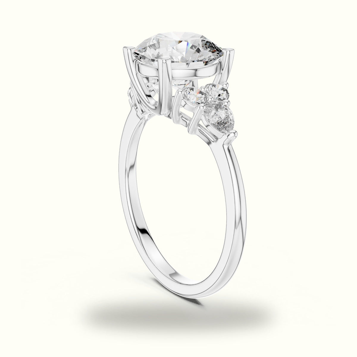 Round Basket Lab-Grown Diamond Solitaire Ring - DDLR-072 — White gold, view 1 | Crystal N Cuts