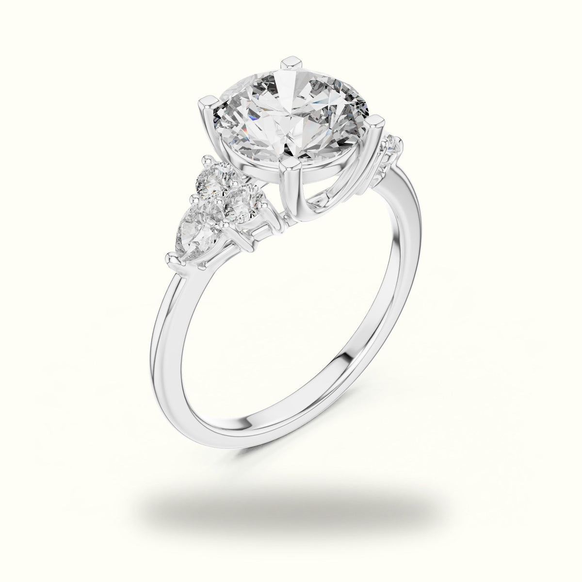 Round Basket Lab-Grown Diamond Solitaire Ring - DDLR-072 — White gold, view 2 | Crystal N Cuts