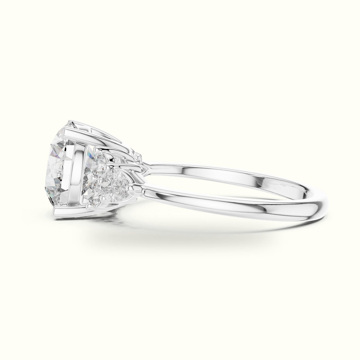 Round Basket Lab-Grown Diamond Solitaire Ring - DDLR-072 — White gold, view 3 | Crystal N Cuts