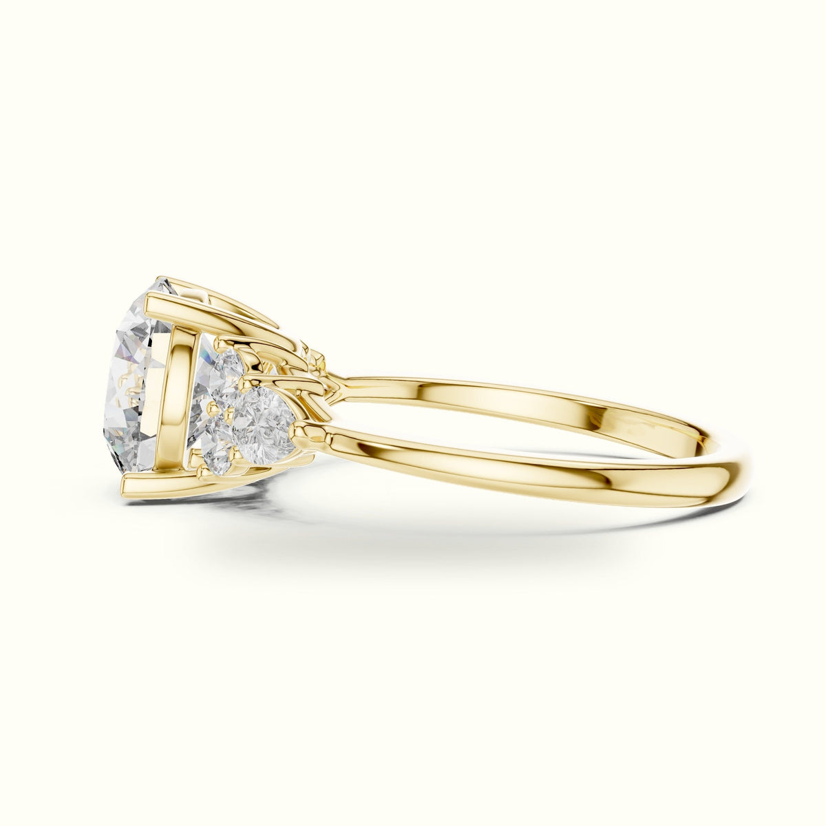 Round Basket Lab-Grown Diamond Solitaire Ring - DDLR-072 — Yellow gold, view 3 | Crystal N Cuts