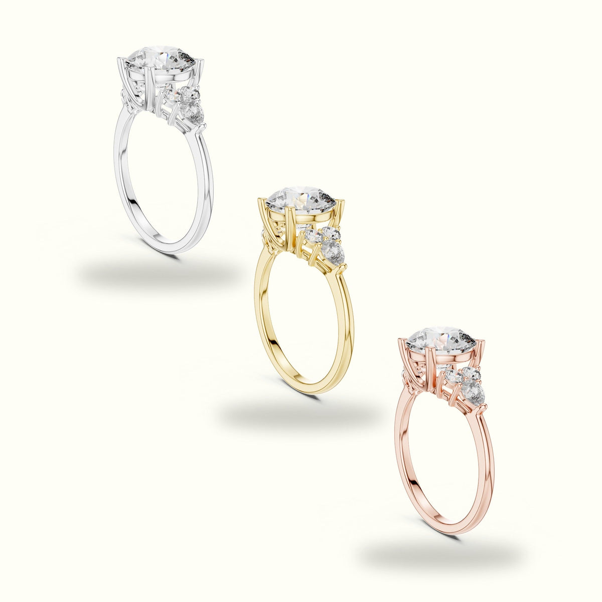 Round Basket Lab-Grown Diamond Solitaire Ring - DDLR-072 — White gold, in yellow, white and rose gold | Crystal N Cuts