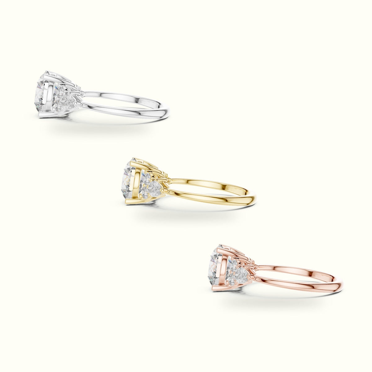 Round Basket Lab-Grown Diamond Solitaire Ring - DDLR-072 — White gold, in yellow, white and rose gold | Crystal N Cuts