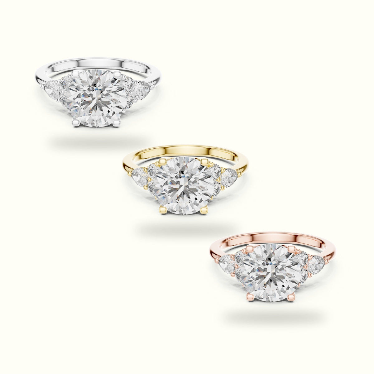 Round Basket Lab-Grown Diamond Solitaire Ring - DDLR-072 — Rose gold, front view | Crystal N Cuts