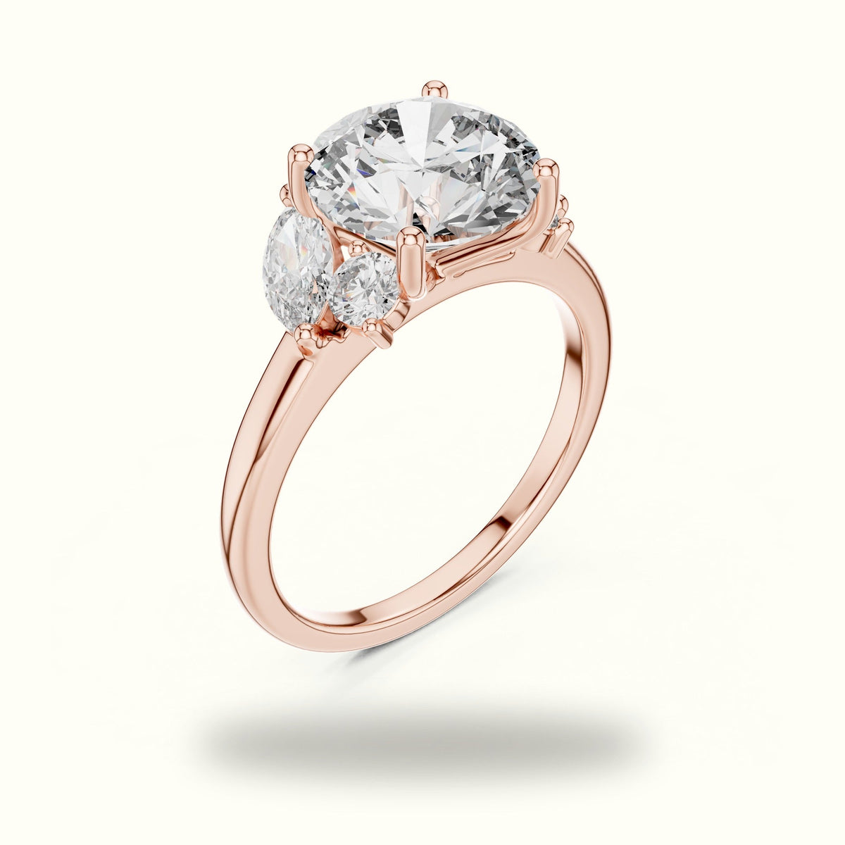 Round Basket Lab-Grown Diamond Solitaire Ring — Rose gold, view 2 | Crystal N Cuts
