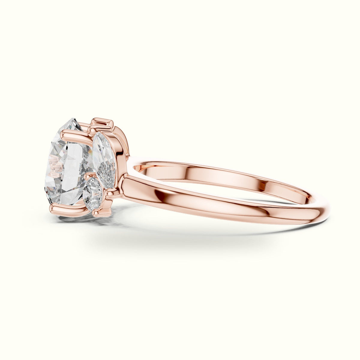 Round Basket Lab-Grown Diamond Solitaire Ring — Rose gold, view 3 | Crystal N Cuts