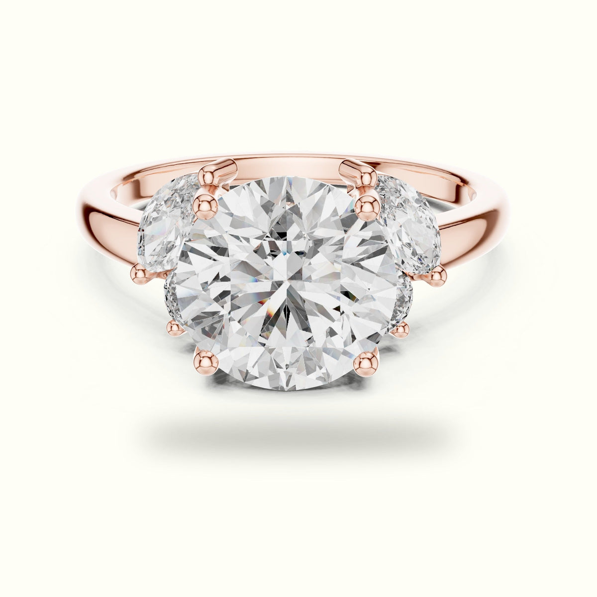 Round Basket Lab-Grown Diamond Solitaire Ring — Rose gold, front view | Crystal N Cuts