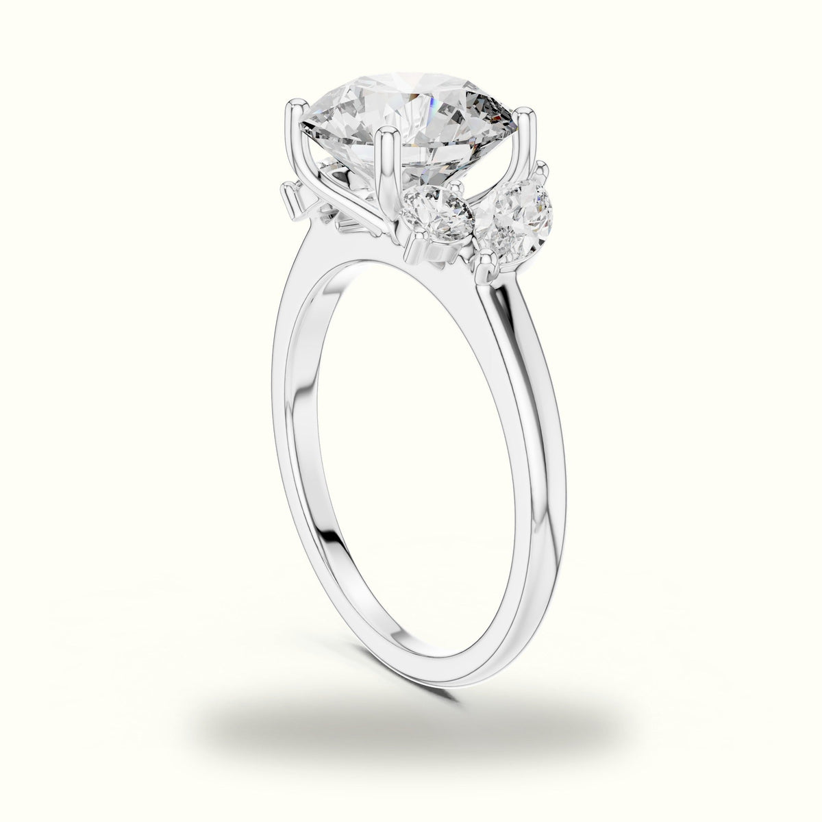 Round Basket Lab-Grown Diamond Solitaire Ring — White gold, view 1 | Crystal N Cuts