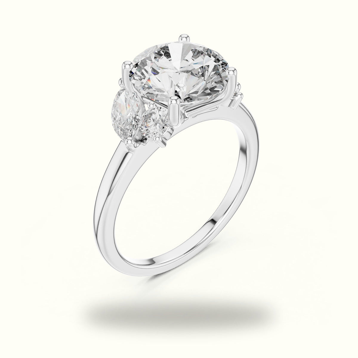 Round Basket Lab-Grown Diamond Solitaire Ring — White gold, view 2 | Crystal N Cuts