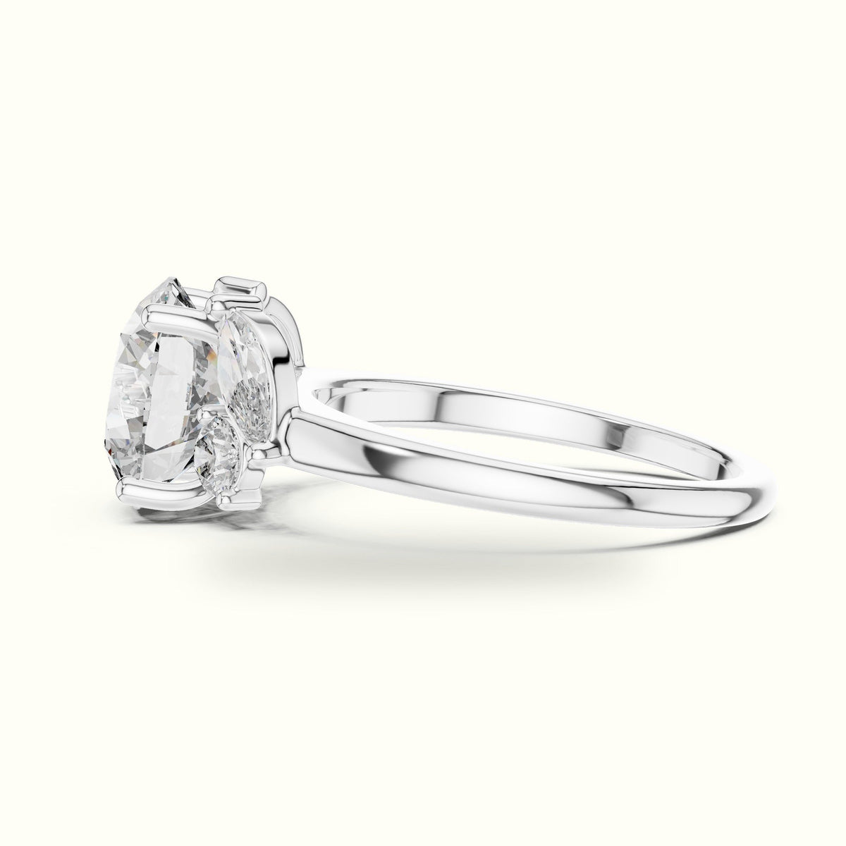 Round Basket Lab-Grown Diamond Solitaire Ring — White gold, view 3 | Crystal N Cuts