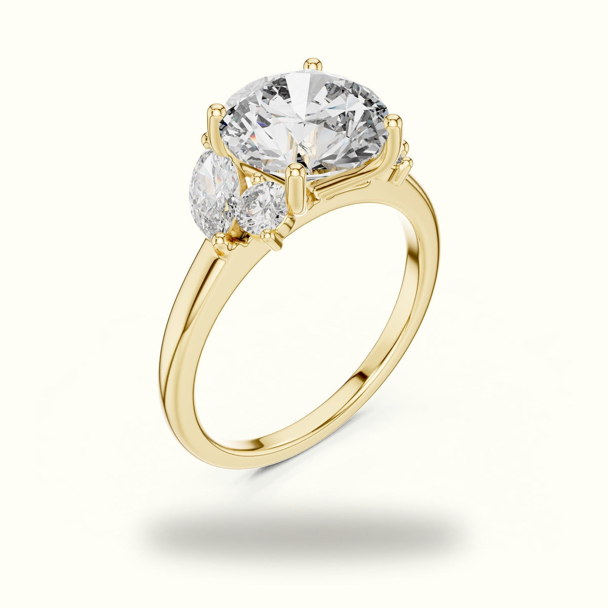 Round Basket Lab-Grown Diamond Solitaire Ring — Yellow gold, view 2 | Crystal N Cuts
