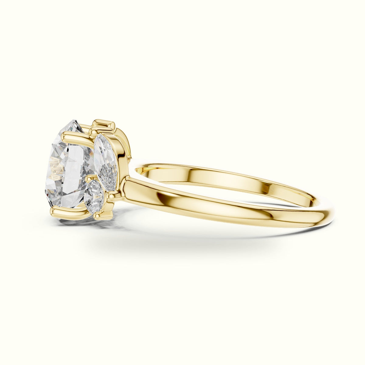 Round Basket Lab-Grown Diamond Solitaire Ring — Yellow gold, view 3 | Crystal N Cuts