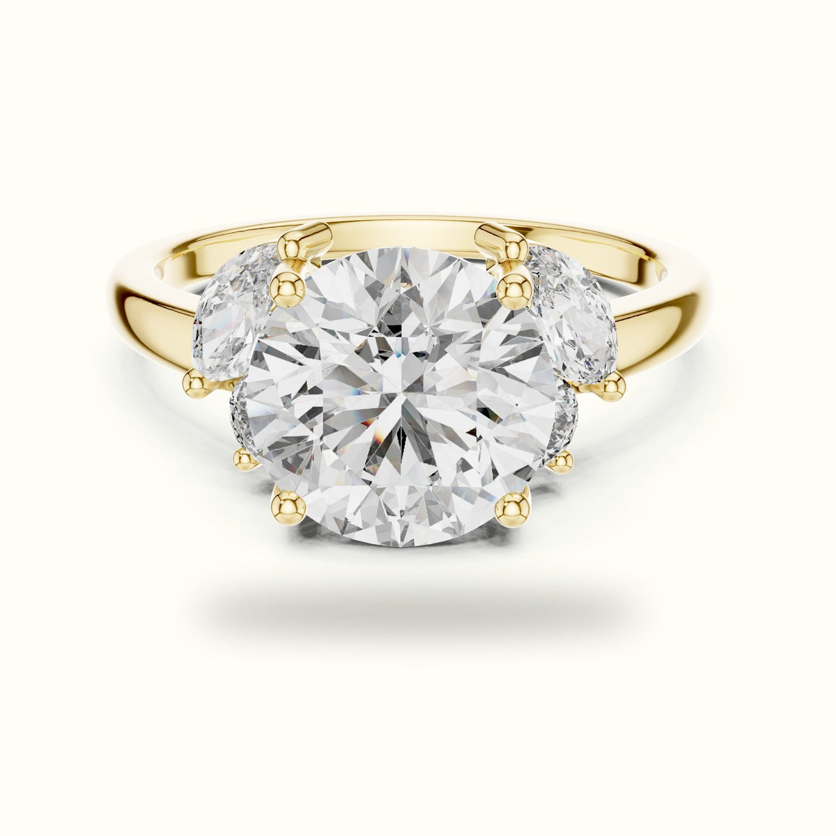 Round Basket Lab-Grown Diamond Solitaire Ring — Yellow gold, front view | Crystal N Cuts