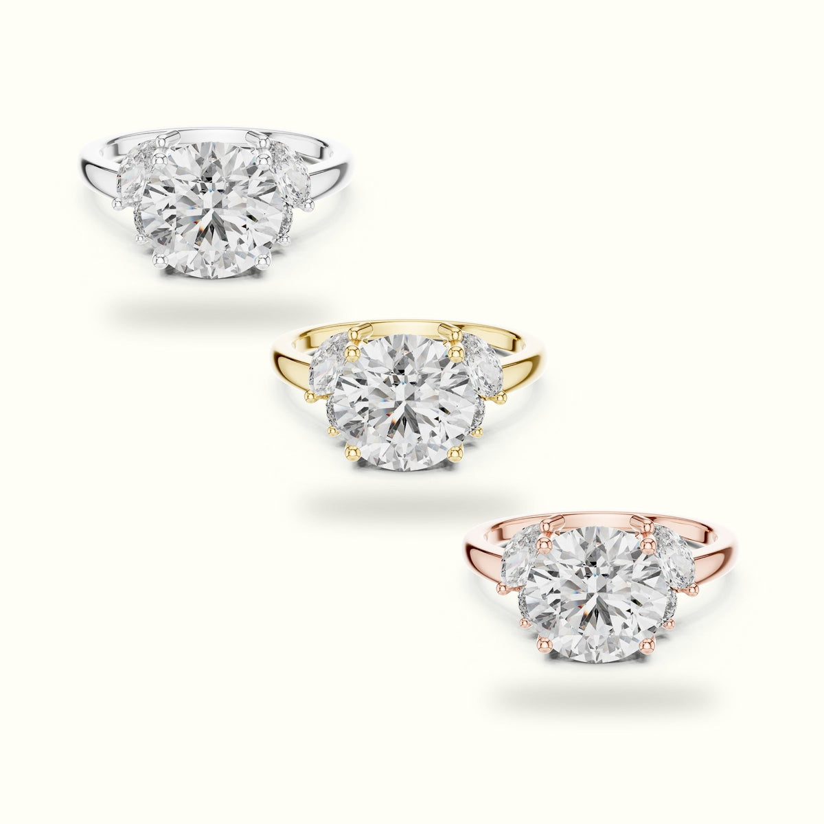 Round Basket Lab-Grown Diamond Solitaire Ring — Yellow gold, front view | Crystal N Cuts