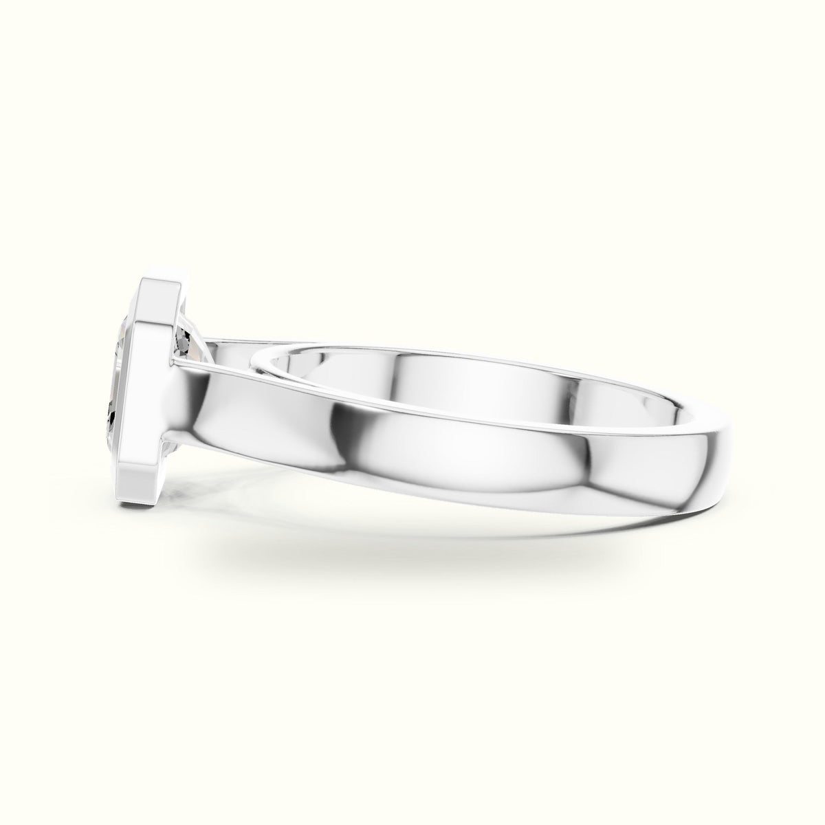 Bezel Head Asscher Cut Lab-Grown Diamond Solitaire Ring — White gold, view 3 | Crystal N Cuts