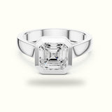 Bezel Head Asscher Cut Lab-Grown Diamond Solitaire Ring