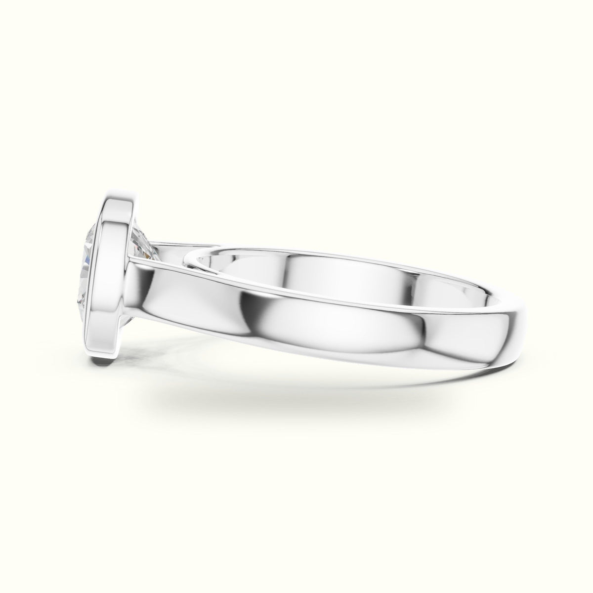 Bezel Head Cushion Lab-Grown Diamond Solitaire Ring — White gold, view 3 | Crystal N Cuts