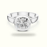 Bezel Head Cushion Lab-Grown Diamond Solitaire Ring
