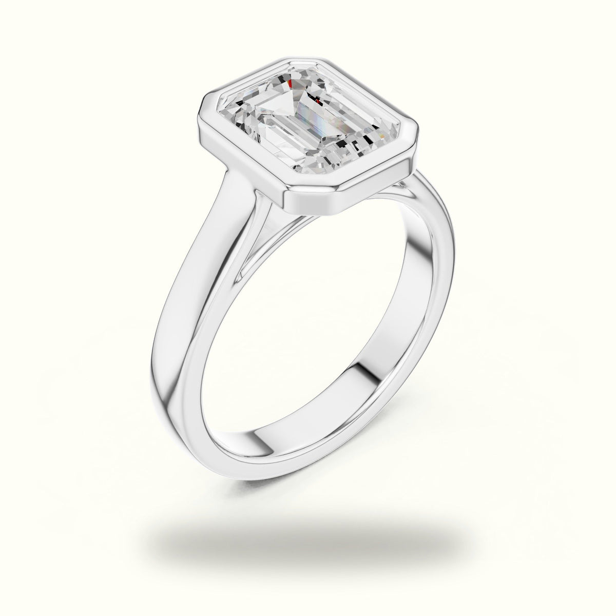 Emerald Bezel Lab-Grown Diamond Solitaire Ring — White gold, view 2 | Crystal N Cuts