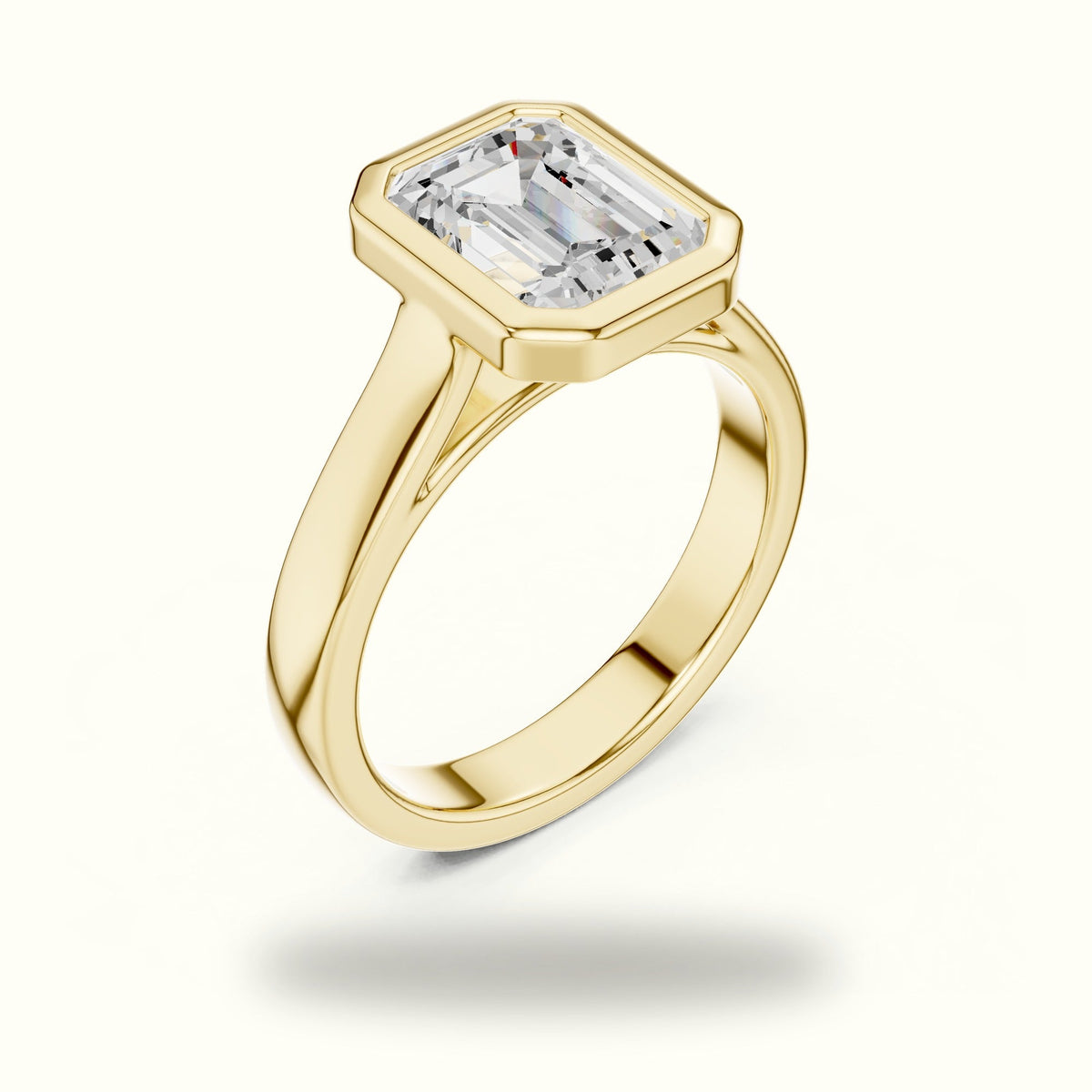 Emerald Bezel Lab-Grown Diamond Solitaire Ring — Yellow gold, view 2 | Crystal N Cuts