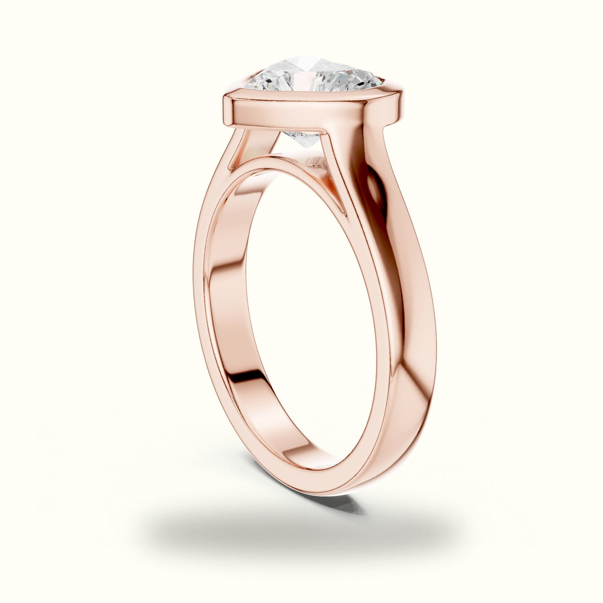 Bezel Solitaire Heart Lab-Grown Diamond Ring — Rose gold, view 1 | Crystal N Cuts